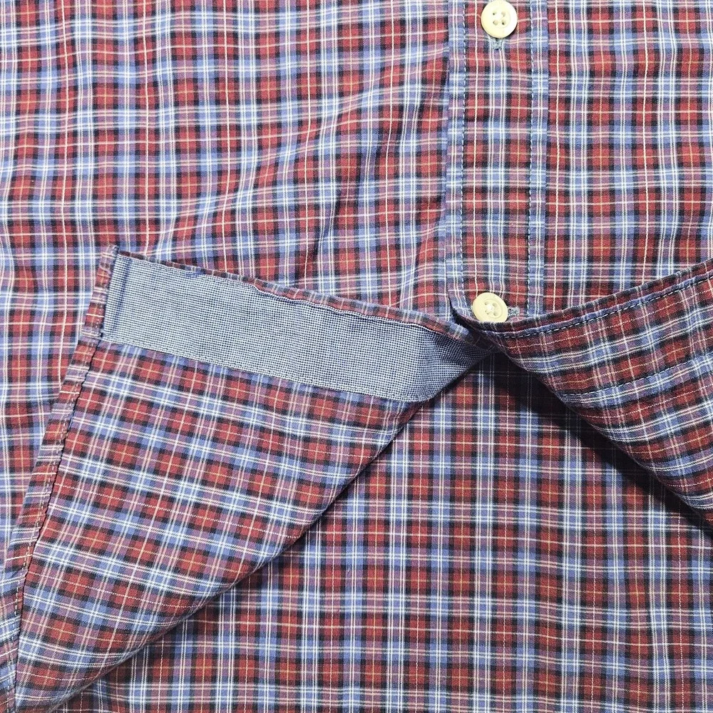 Banana Republic Mens Large L Button Down Shirt Soft Wash Plaid Long Sleeve Blue